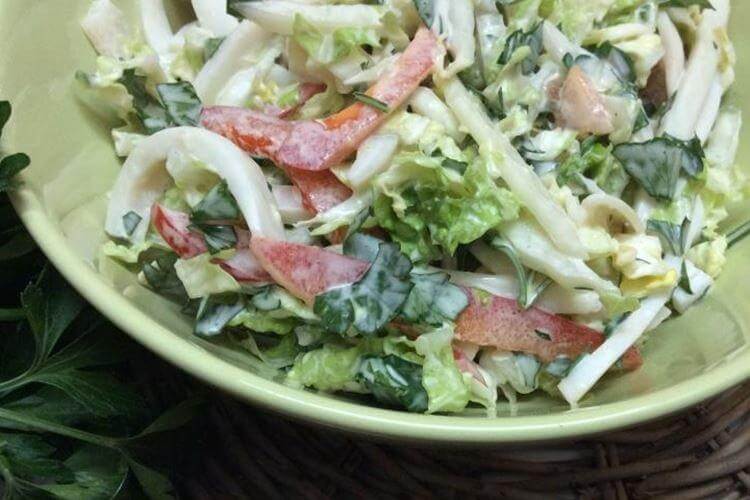 Пісний салат з кальмарами та овочами - рецепти